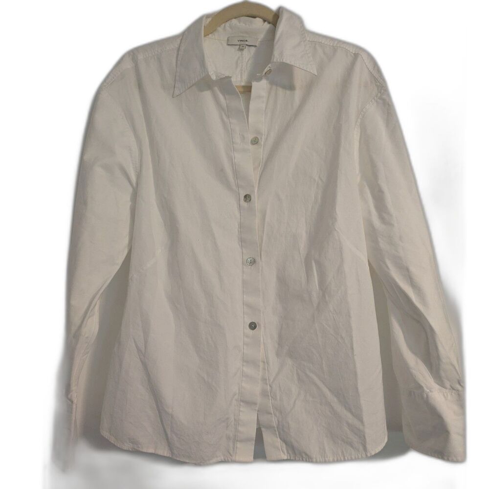 Vince Button Down Shirt M White 100% Cotton Japan Fabric Quiet Luxury Minimalist